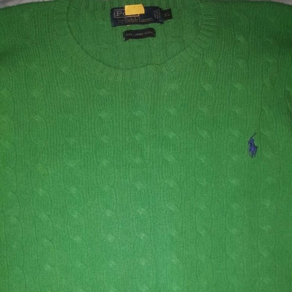 POLO BY RALPH LAUREN MENS GREEN  LAMBSWOOL KNIT SW